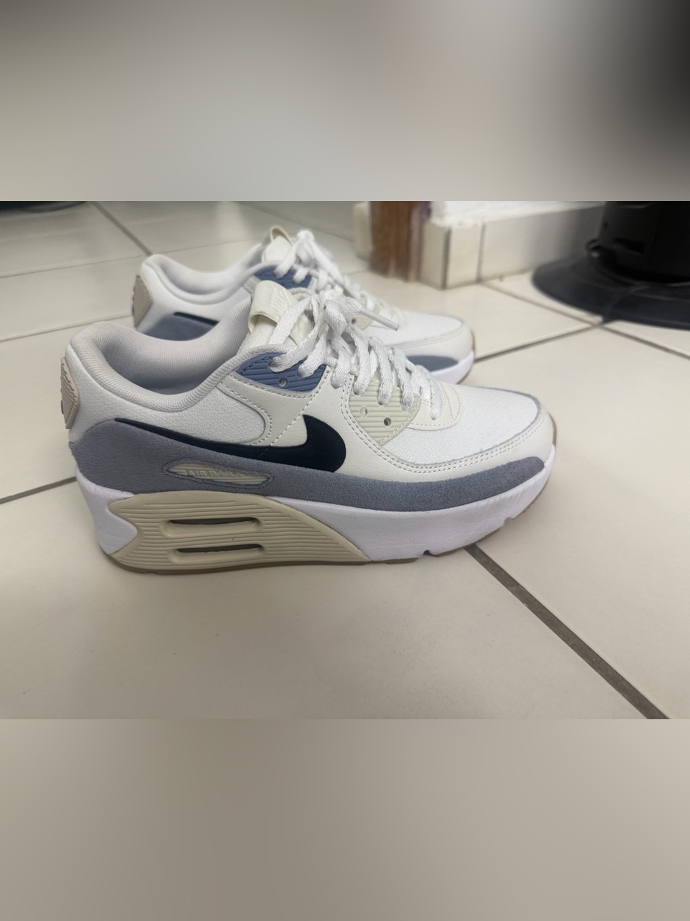 Nike Women’s White, Light Gray and Navy Air Max-Style Sneakers